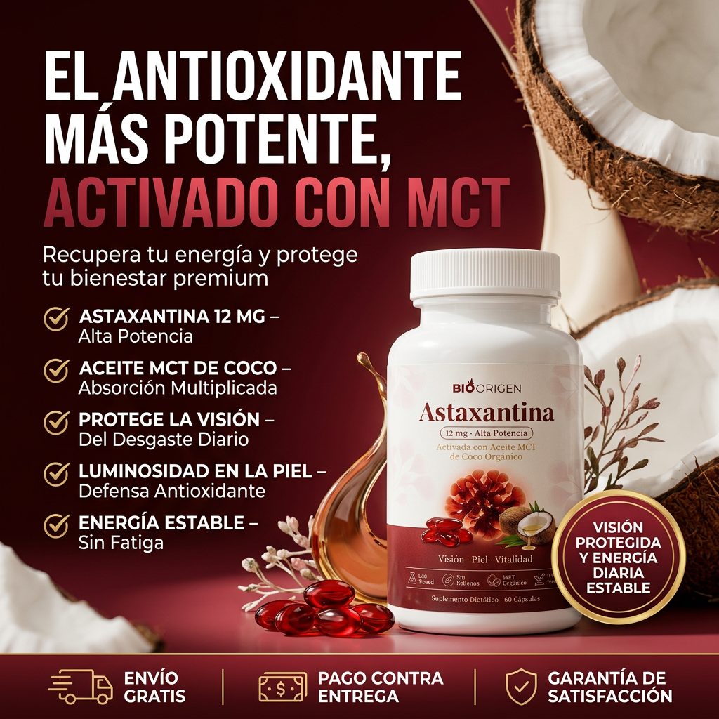 BioOrigen Astaxantina 12 mg — antioxidante activado con MCT