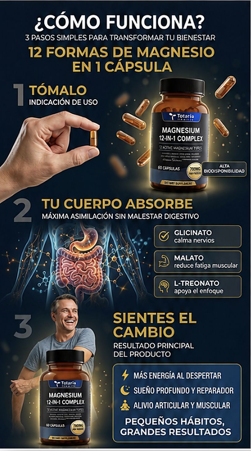 Magnesio 12 en 1 — Cómo funciona en 3 pasos
